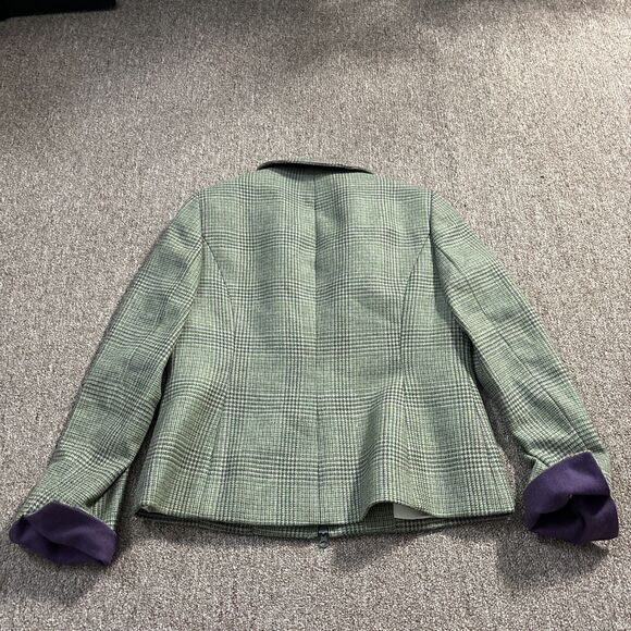 Nina Mclemore 100% Lambs Wool Plaid Women Blazer, Jacket 100% Silk Lining sz 6 - Picture 9 of 10